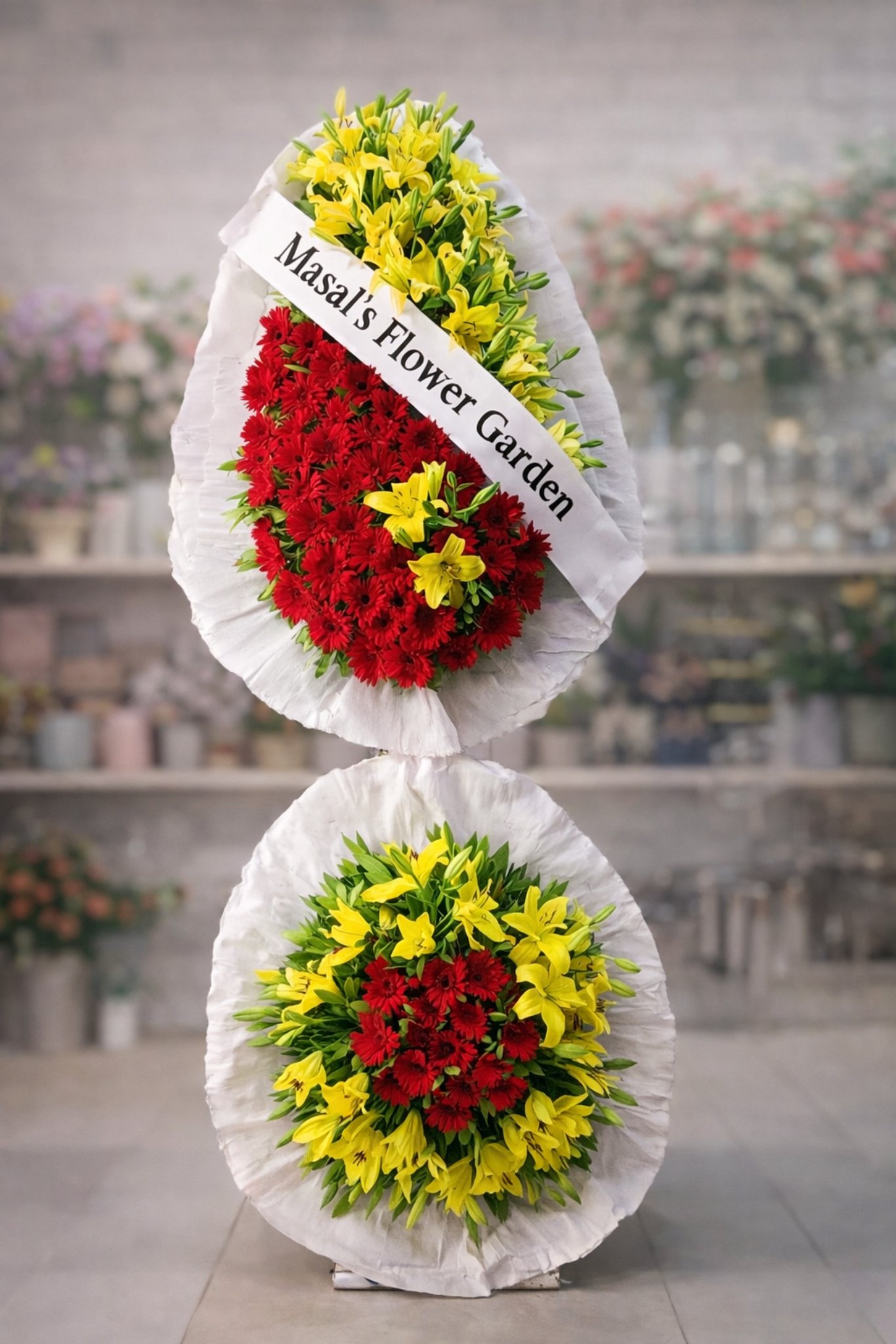  Masal Prestij Sarı Kırmızı Çelenk