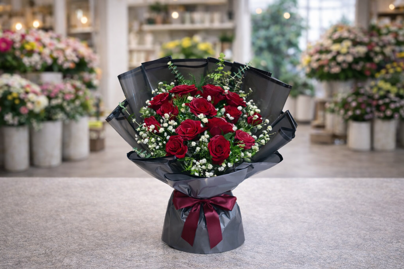 Kızıl Zarafet – 15 Gül Buketi