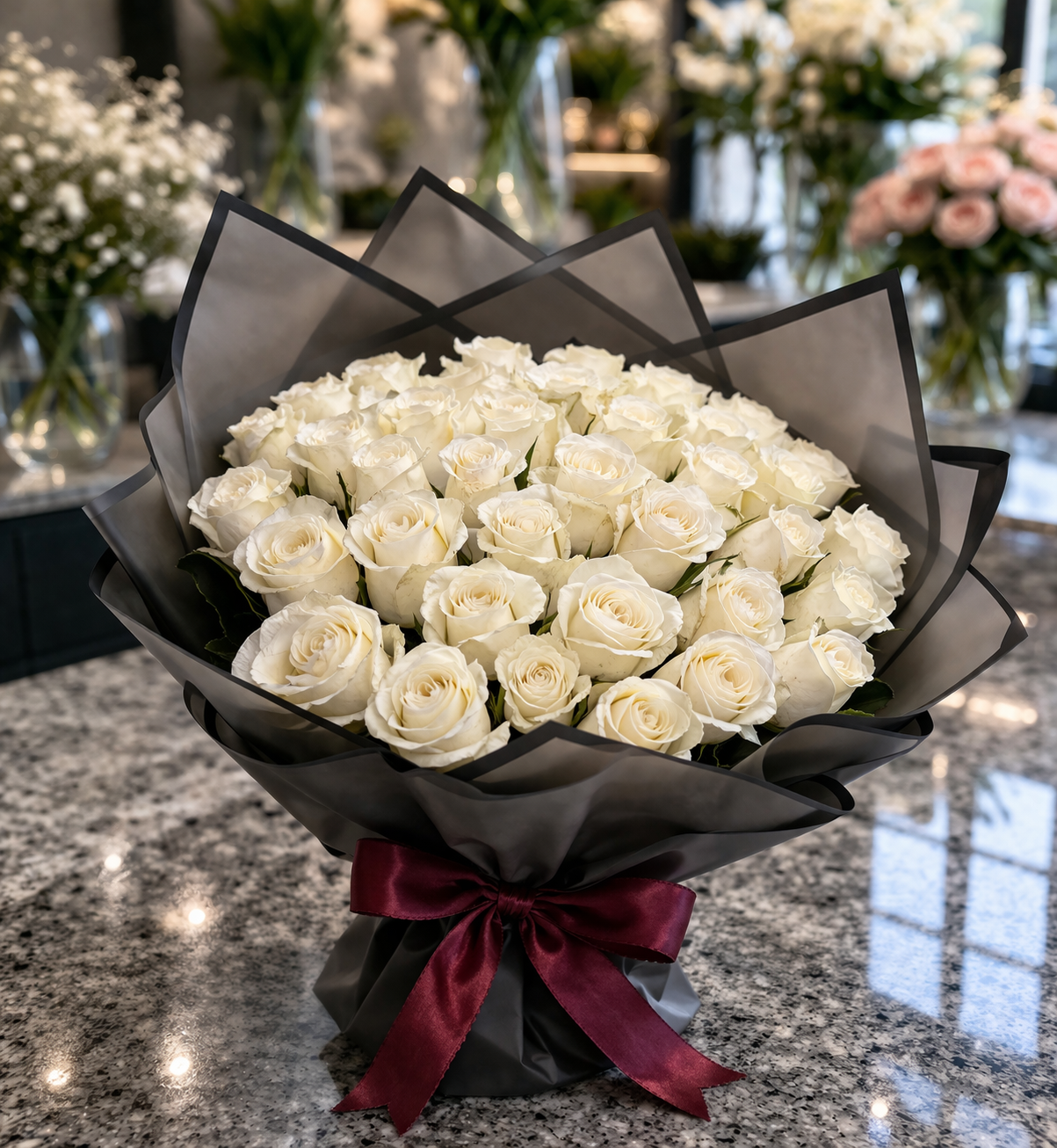 Beyaz Asalet – İthal Gül İsteme Buketi